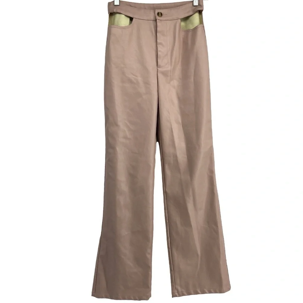 Bailey Rose Small Miley Vegan‎ Leather Blush Pink High-Waisted Pants